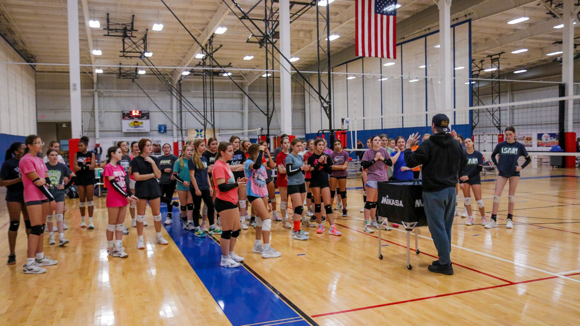 a group of people in a gym