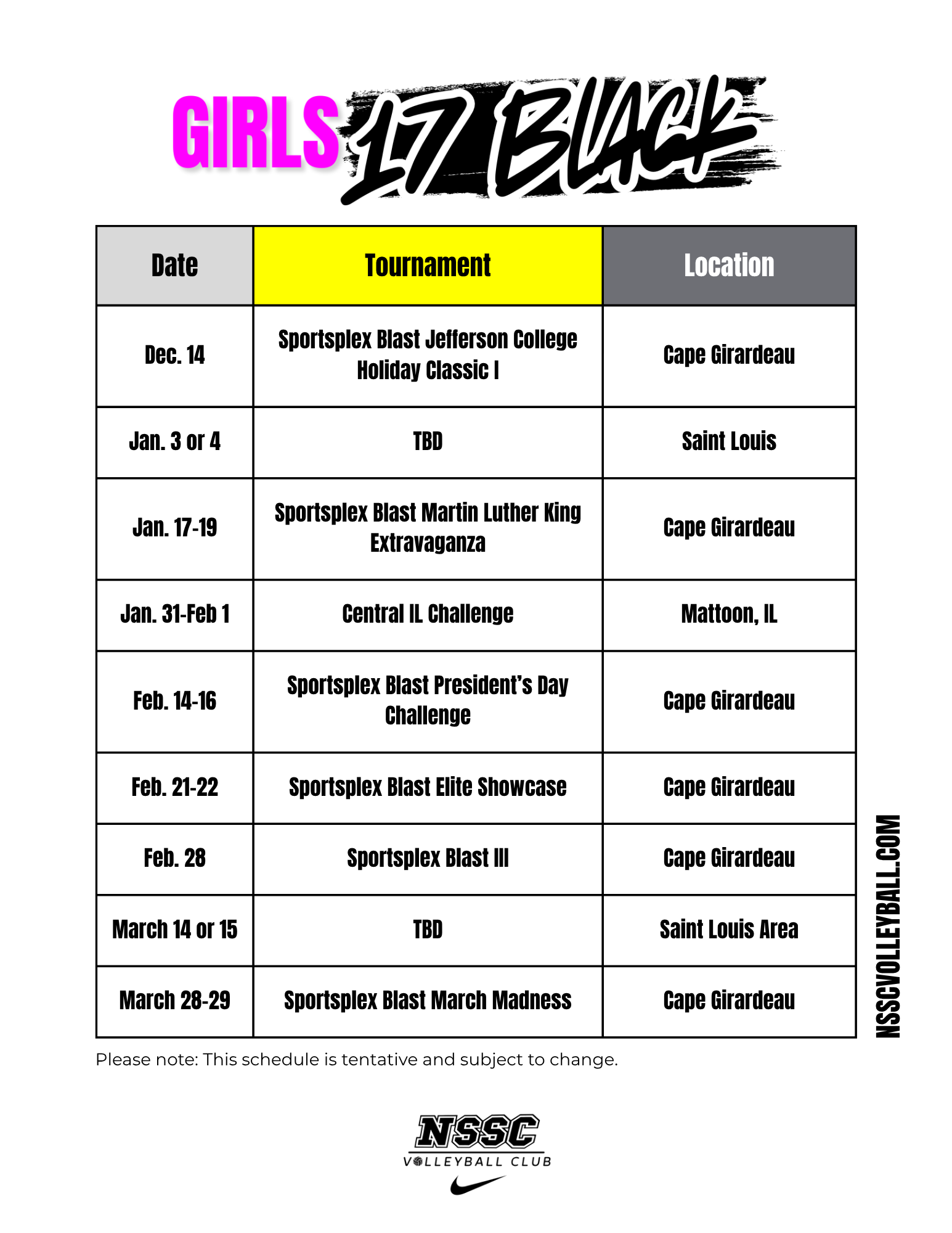 NSSC 17s schedule 2026 3