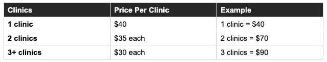 clinic pricing