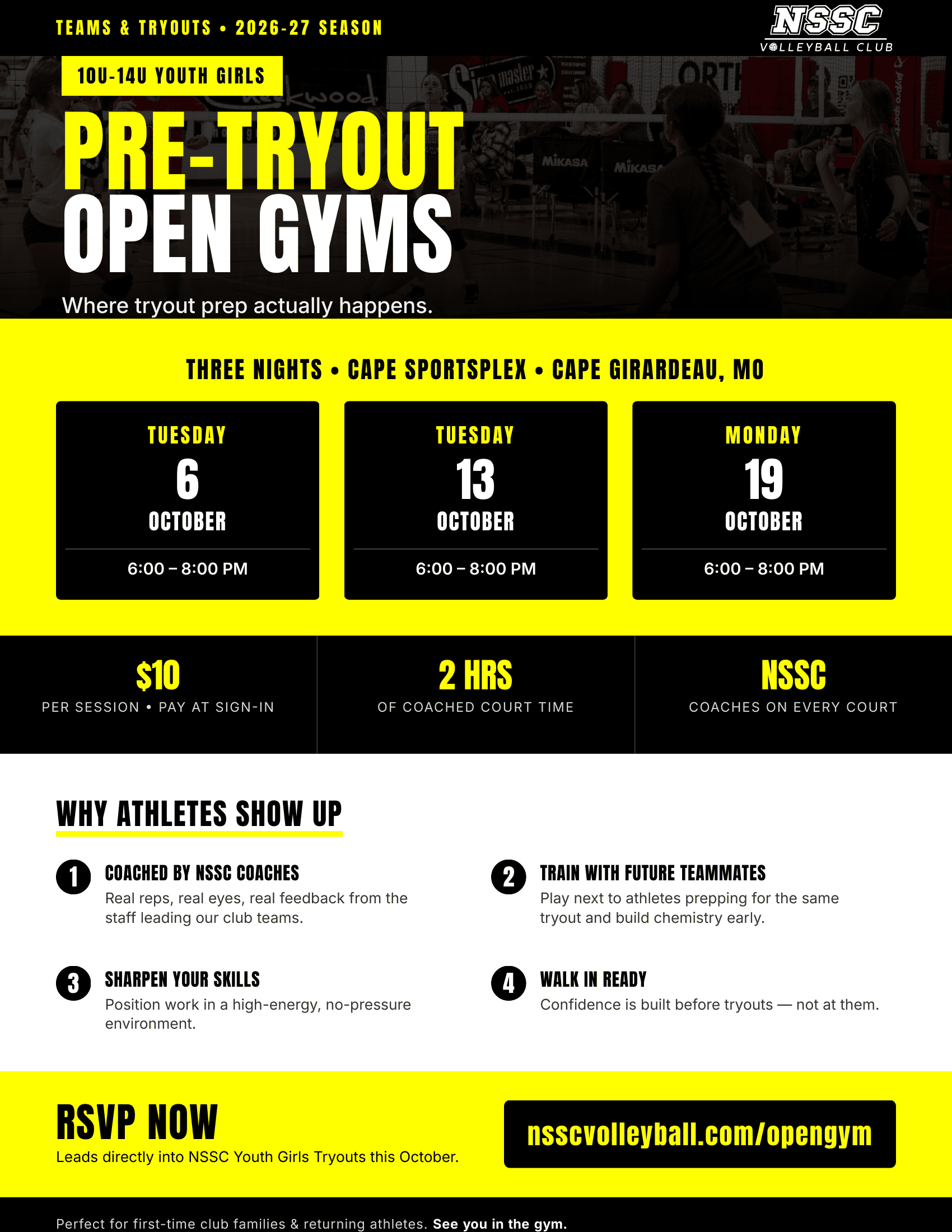 pre tryout open gyms 10u-14u