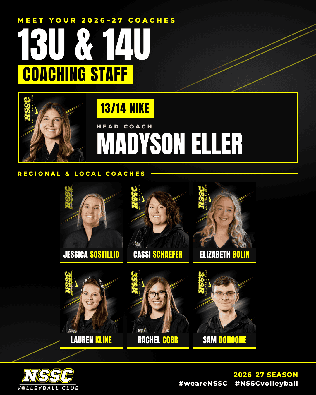 NSSC Volleyball 13/14 coaching staff for 2026-27